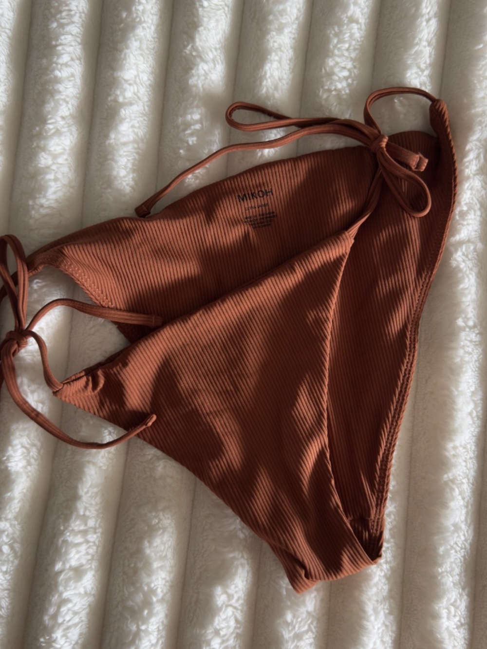MIKOH Tottori Ribbed Side-Tie Bikini Bottom XL Koa NWOT